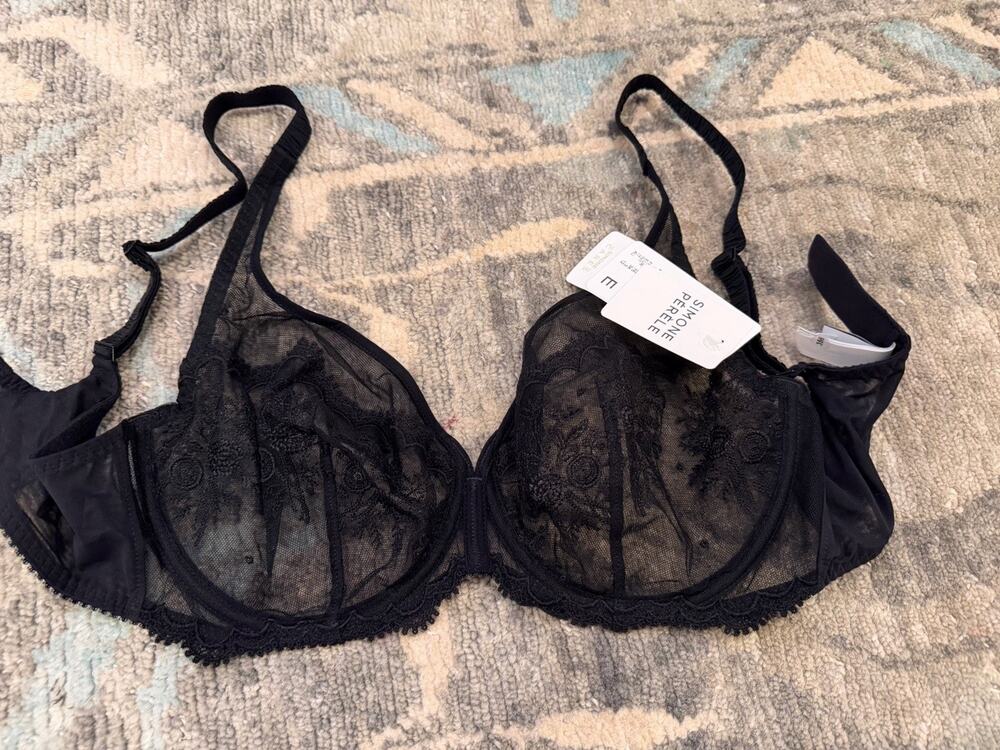 Simone Perele 34E Black Lace Underwire Bra NWT